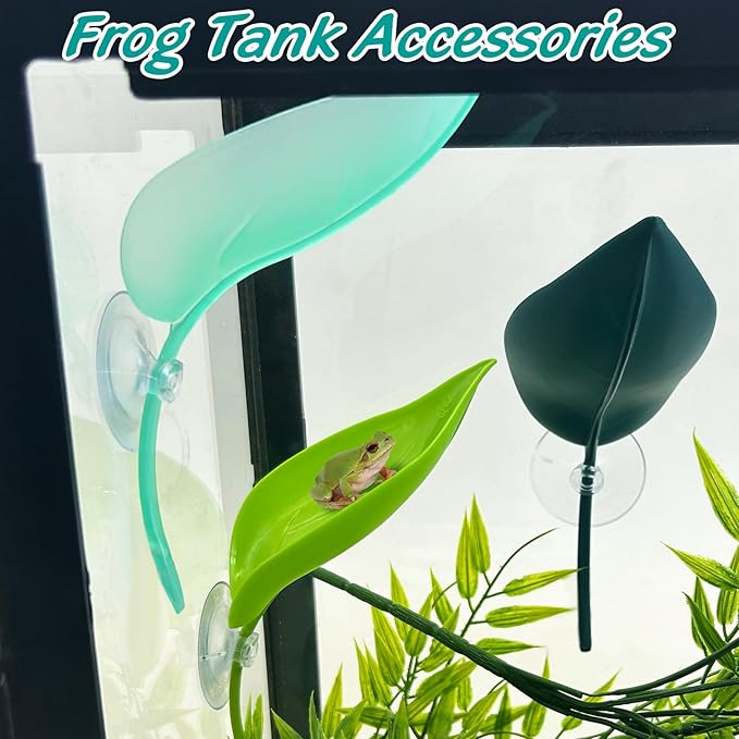 3 Pack Plastic Frog Habitat Platform with Suction Cups Reptile Decorations for Terrarium Dwarf Frogs Tank Accessories Decor Turtle Basking Platforms for Amphibian