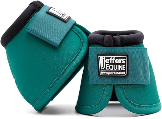 Jeffers Equine No Turn Bell Boots for Horses - Emerald, Large | Shock Absorbing Hoof Protection | Secure Double Hook & Loop Closure, Perfect for Travel, Turnout, Training, & Riding - 1 Pair