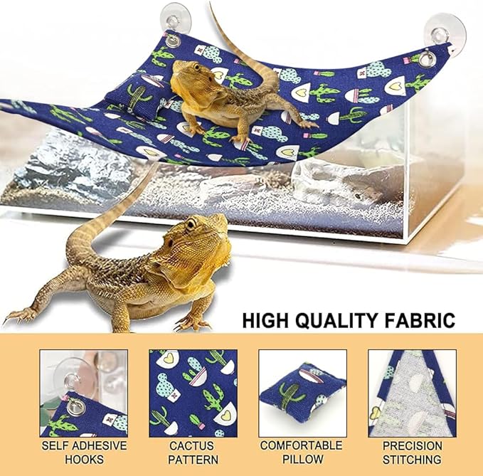 2 PCS Lizard Hammock Reptile Bed Bearded Dragon Tank Accessories for Lizards, Gecko, Lguana Bearded…