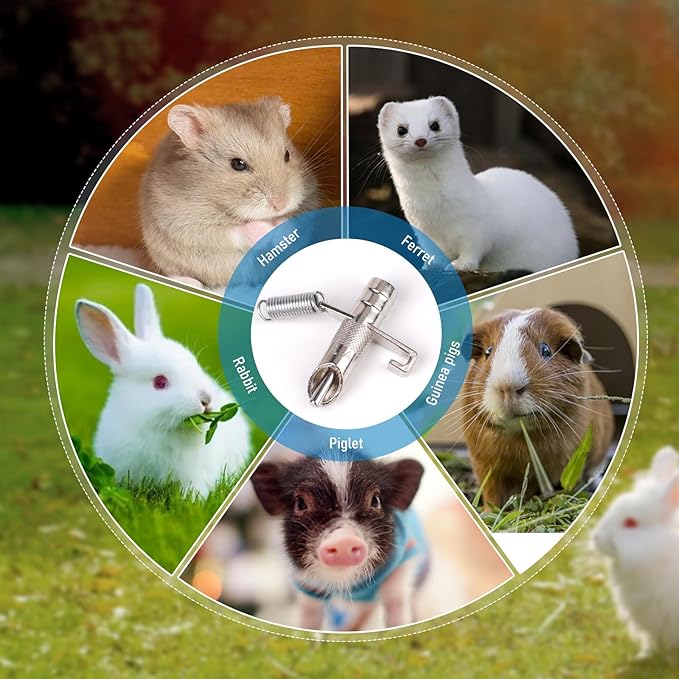 Automatic Rabbit Watering System Kit Rabbit Water Dispenser Include 24 Nipple Drinker, Hose, Connector, Hole Opener, Small Animal Water Feeder (Silver, 24 Nipple Drinker Kit)