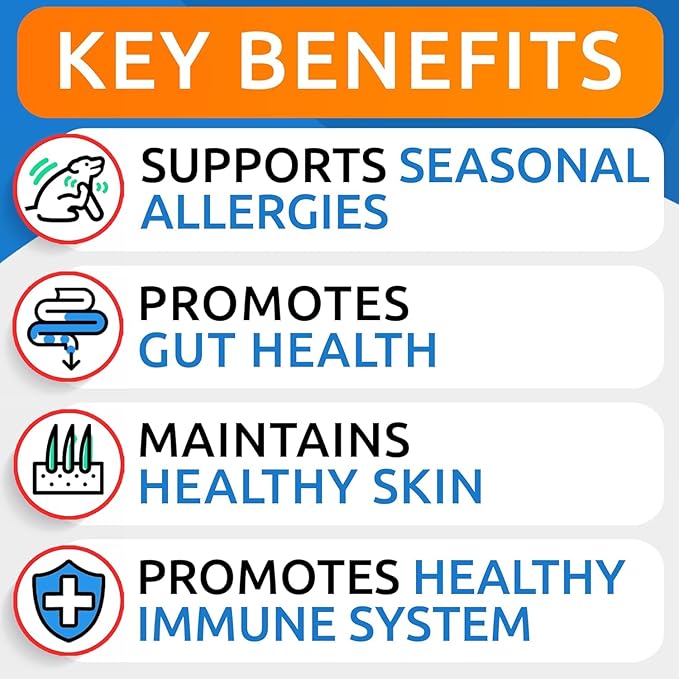 BARK&SPARK Dog Allergy Relief Soft Chews for Skin Health & Seasonal Allergies - Anti-Itch Supplement w/Omega-3, Quercetin & Bromelain Immune Treats for Dry Skin & Hot Spots - Peanut Butter - 120ct