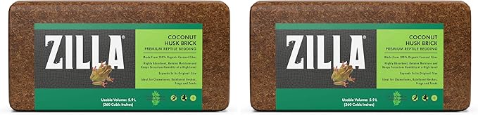 Zilla Coconut Husk Brick, Organic Bedding for Reptiles, Made with 100% Coconut Fiber, Ideal for Tropical Habitats and Egg Incubation, (Pack of 2)