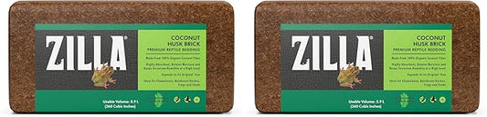 Zilla Coconut Husk Brick, Organic Bedding for Reptiles, Made with 100% Coconut Fiber, Ideal for Tropical Habitats and Egg Incubation, (Pack of 2)