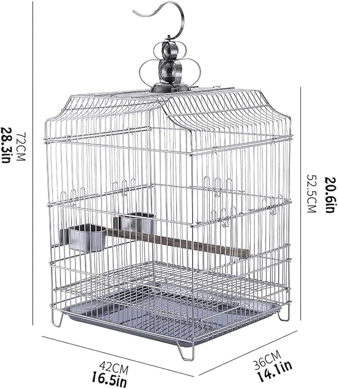 Bird Cage Hanging Bird Aviary Stainless Steel Tall Tiel Cage Parrot Cage Flight Birdcag Bird Carrier Travel Cage w/Detachable Tray