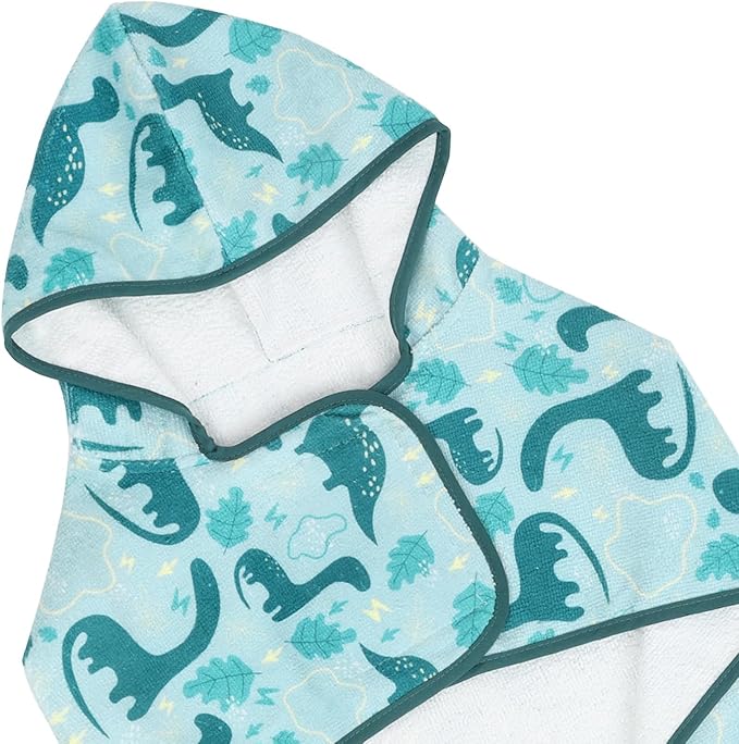 HDE Dog Bathrobe Super Absorbent Quick Drying Puppy Towel Wrap Coat Adjustable After Bath Robes with Hood for Dog Sizes S-XXL Dinosaurs S