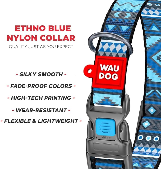 Nylon Dog Collar and Leash Set - Adjustable Dog Collar for Large Dogs, Small & Medium Dogs - Puppy Collars for Large Breed - Boy & Girl Collars with Durable Plastic Buckle and QR Tag