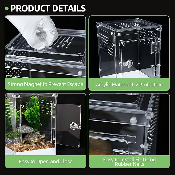 Jumping Spider Enclosure, 7.8''x8''x12'' Large Insect Terrarium, Praying Mantis Habitat, Large Insect Terrarium,Reptile Enclosure,Spider Habitat Caterpillar Habitat (7.8''x8''x12'')