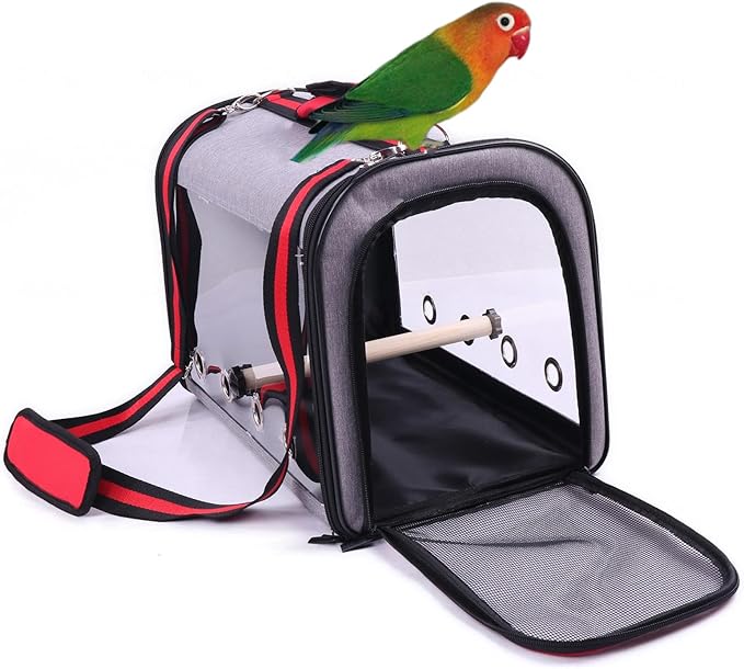 VIDECOR Parrot Go Out Bag Transparent Handbag Bird Starling Parrot Go Out Backpack Portable Bird Cage,B