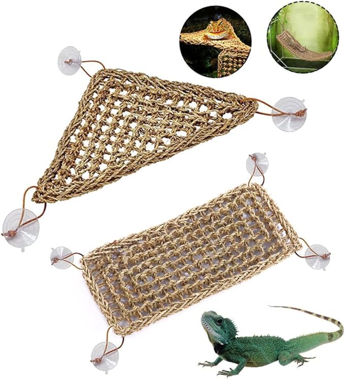 Hemoton Stable Triangle Reptile Hammock Bed for Lizards Small Crabs Elevated Swing Mat with Suckers for Easy Setup for Geckos and Reptile Accessories