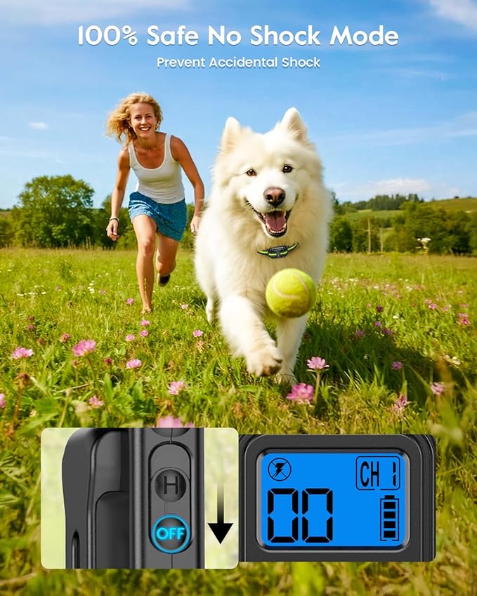 SLOPEHILL Dog Training Collar with Remote, 4200FT Electronic Dog Shock Collar with Beep, Vibration, Shock, Light and No Shock Mode, Electric Training Collar for Small Medium Large Dogs (Black Green)