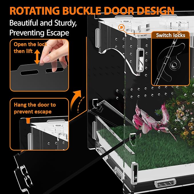 Acrylic Jumping Spider Enclosure, Insect Terrarium, Praying Mantis Habitat, Bug Enclosure, Arboreal Tarantula Enclosure Kit, Reptile Cage, Scorpion Lizard Tank (4.45 * 4.94 * 5.71in)
