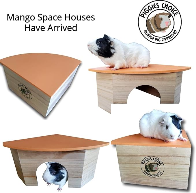 the Space House All Natural Sturdy Pine Wood Corner Hideout Hidey Guinea Pig Hut (Mango)