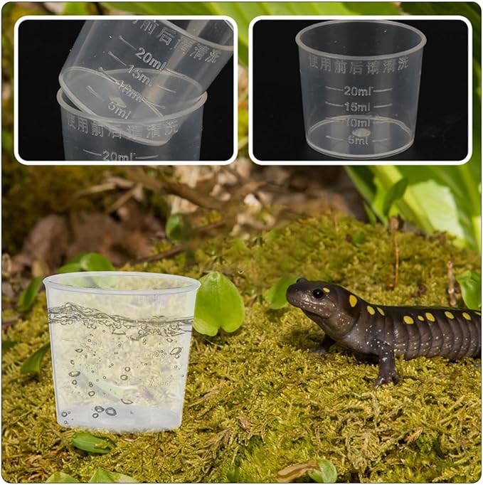 POPETPOP 30pcs Reptile Food Measuring Cups 20ml Reusable Washable Feeding Bowls for Gecko Lizard Terrarium Pet Supplies