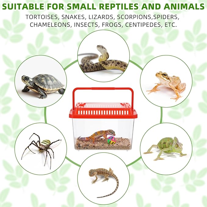 LemonRoad 25 Pcs Plastic Reptile Terrariums Carrier Cage Enclosure Snake Breeding Box Hatching Container Fish Tank with Ventilated Lid for Tarantula Spider Turtle Hermit Crab Lizard (5.1x3.5x3.5 Inch)