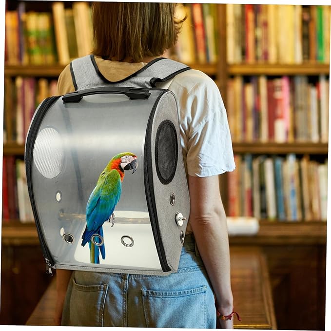 Totority Bird Carrier Backpack for Travel Comfortable Parrot Carrying Bag with Smooth Zipper Transparent Breathable Design for Birds for Outdoor Use Includes Perch for Comfort