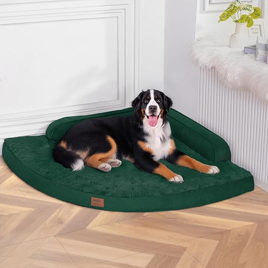 MEKIY Large Orthopedic Dog Bed with Sides XXXL Dog Beds with Removable Washable Cover Non-Slip Waterproof Pet Bed for Extra Large Dogs - Dark Green XXXL