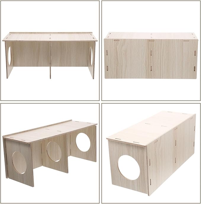 Baluue Wooden Hamster Cabin Hideout House Maze for Small Pets Sleep Play Hideout