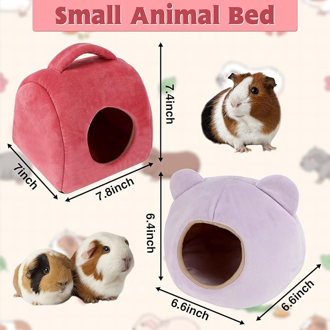 YUEPET Guinea Pig Bed 2 Pack, Washable Guinea Pig Cage Accessories Small Animal Bed Hideout for Guinea Pigs Chinchillas Hamsters Hedgehogs (Handbag and Bear)