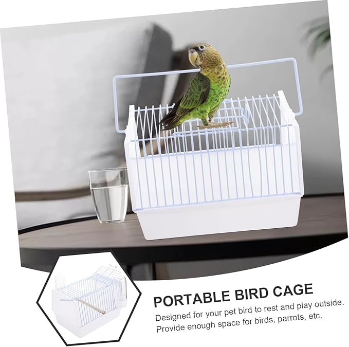 GALPADA 1set Portable Bird Carrier Cage Handle Comfortable Travel Cage for Parrots Small Birds and Pets for Outdoor Adventures and Trips Breathable Design Compact White Small