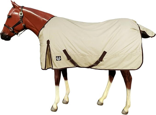 Horse Blanket 600D Ripstop Winter Turnout Blanket, 250 GSM Polyfill, 100% Waterproof & Breathable, Cold Weather Horse Blanket with Secure Fit (Tan w/Brown Trim),Size-78