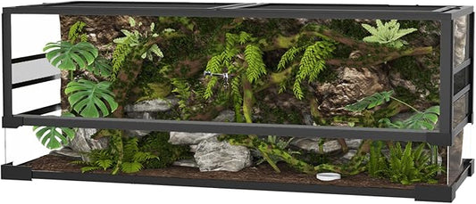GarveeHome 67 Gallon Reptile Glass Terrarium, 48 in x 18 in x 18 in with Top & Side Screen Ventilation Reptile Terrarium, Toughened Glass Reptile Tank, Sliding Door & Anti Escape for Lizard Snake