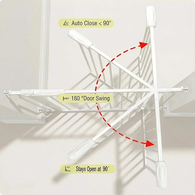 Extra Wide Baby Gates 57.5-62 Inch, Large Metal Safety Gate for Stairs, Doorways - No Drilling, Pressure Mounted Pet Gates for Kids & Dogs