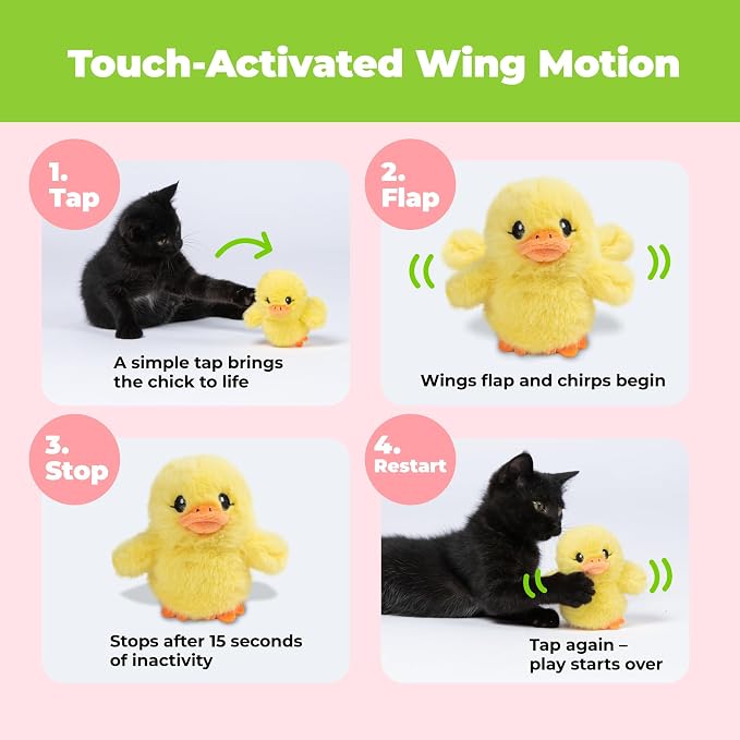 Best Pet Supplies Catify Interactive Flapping Cat Toy - Duckling, Yellow - Image 2