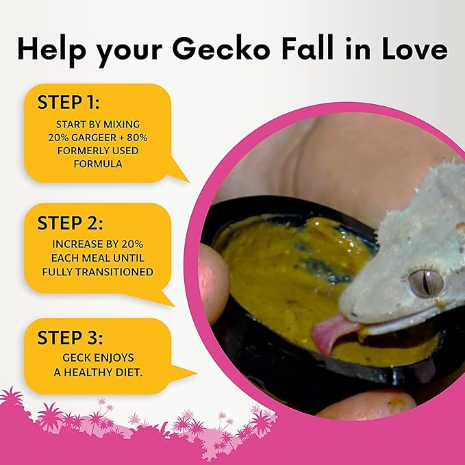 Gargeer 8oz Complete Crested Gecko Food Diet. Premium Ingredients Mix, Ready to Use Freshly Made Powder. Unique Superfood Formula, Developed & Made in The USA. Enjoy!
