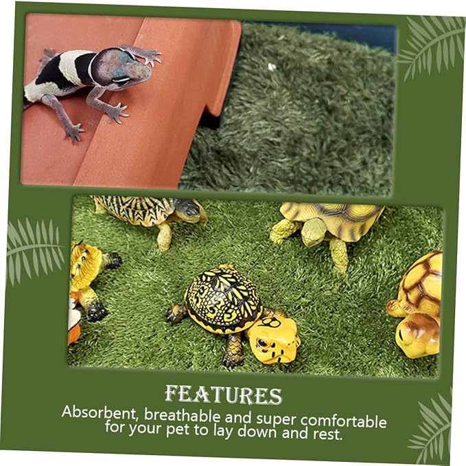 BESPORTBLE Double-Sided Absorbent Fake Lawn Mat Reptile Cage Mat Washable Crawl Pets Pad Tortoise Accessories Reptiles from Wet