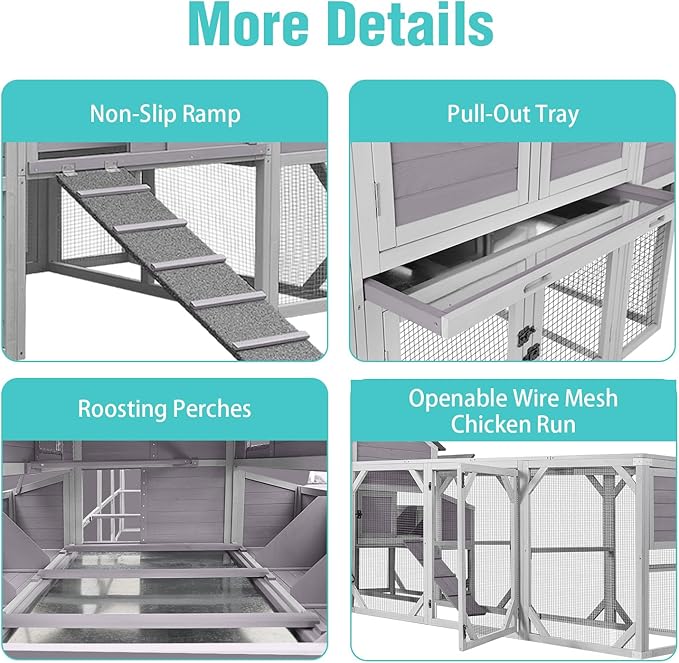 Suumerpety 55 sq.ft Large Outdoor Chicken Coop with Run - Multi-Level Hen House, Weatherproof Roof, Predator-Resistant Design & 6 Nesting Boxes for 10-15 Chickens