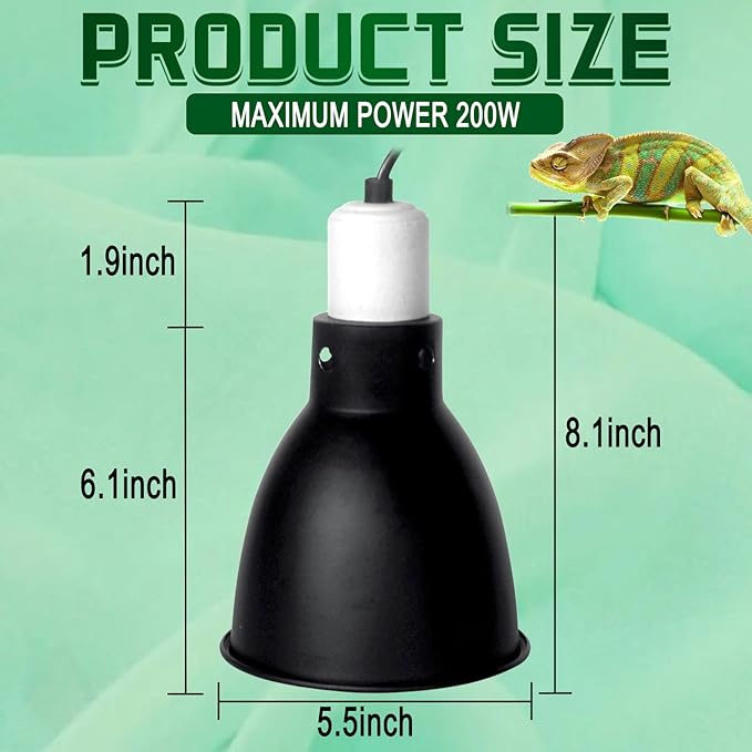 BNOSDM Reptile Light Fixture,5.5 Inch High Deep Dome Reptiles Heat Lamp Fixture for UVB UVA Bulb,Heat Basking Bulb,Optical Reflection Heat Lamp Fixtures for Reptile Amphibian Tank Terrariums