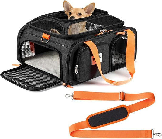 pidipiti 17x13x8 Frontier Allegiant Breeze Airlines Approved top Expandable pet Carrier for Extra-Small Dog/Small cat,Weight up to 5 lbs,Length Shorter Than 16''