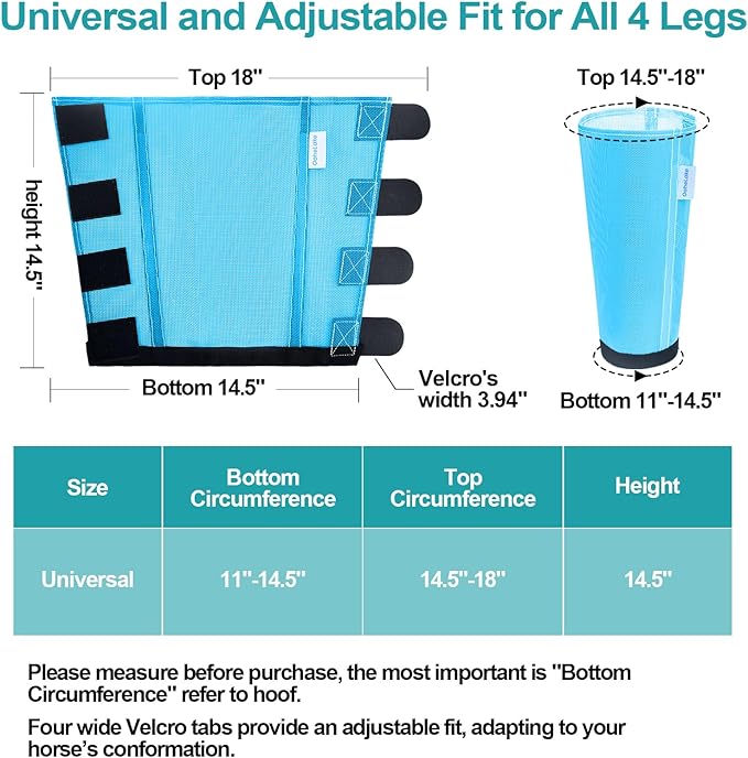 Mesh Horse Fly Boots Set of 4, Loose Fitting Leggings for Horses, Reduce Stressful Stomping, Breathable Adjustable and Universal Fit for 4 Legs, Reliable Stay Put (Sky Blue)