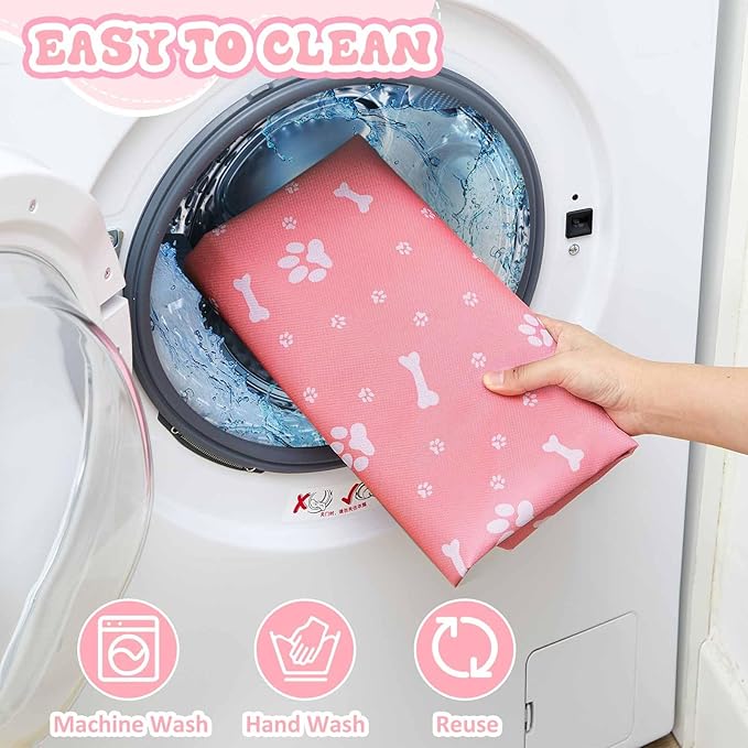 2 Pack Dog Playpens Cover and Bottom Mat Fits for 36 Inch 4 Panels Pet PlayPen, Dog Crate Cover Puppy Exercise Pad, Reusable Washable, Hoop and Loop Design, Playpen Not Included(Pink)