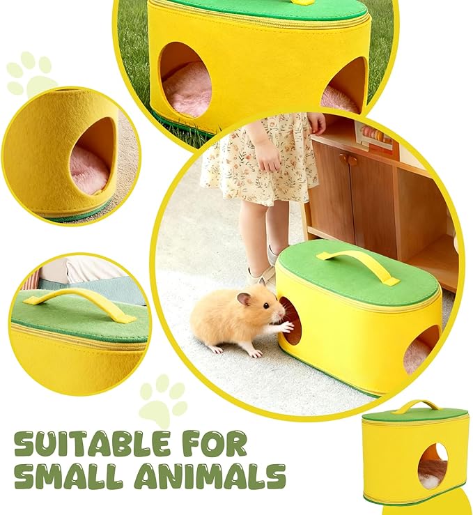Christmas Guinea Pig Hideout, Large Cozy Bed, Warm Small Animal Cage House for Chinchilla, Hamster, Ferrets, Hedgehog, Rats and Other Small Pets
