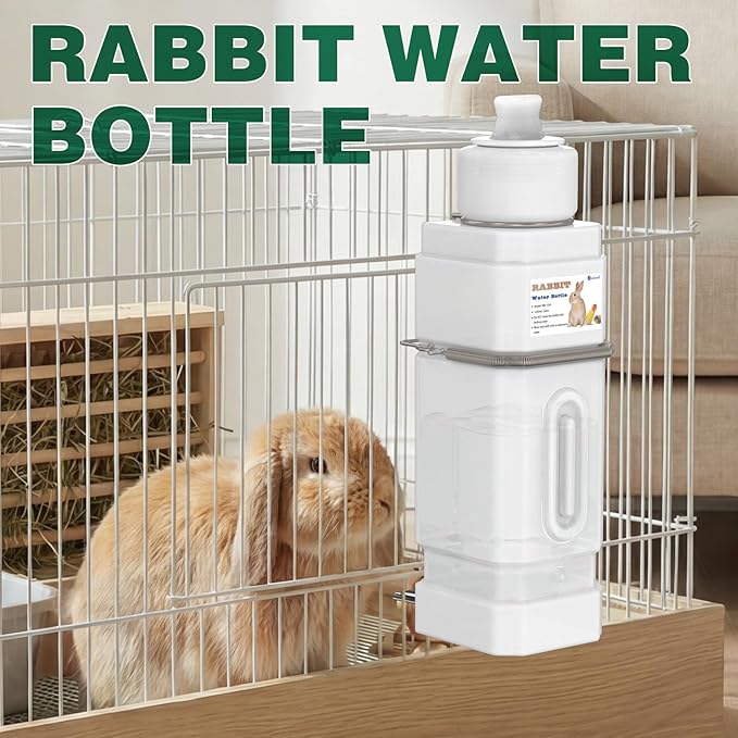 Salcod 42 oz Rabbit Water Bottle, No Drip Bunny Water Dispenser for Rabbits, Hamster, Guinea Pigs, Ferrets, Birds, Mouse, Rats, Other Small Animal Pet No Leak Easy Mount Drinker