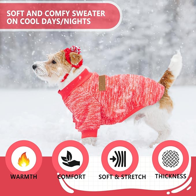 2 Pieces Dog Sweaters for Small Dogs Christmas Dog Clothes Female Winter Fleece Puppy Clothes Warm Thick Pet Outfit Coat Yorkie, Chihuahua, Pug, Cat, Pug,S,Pink, Red