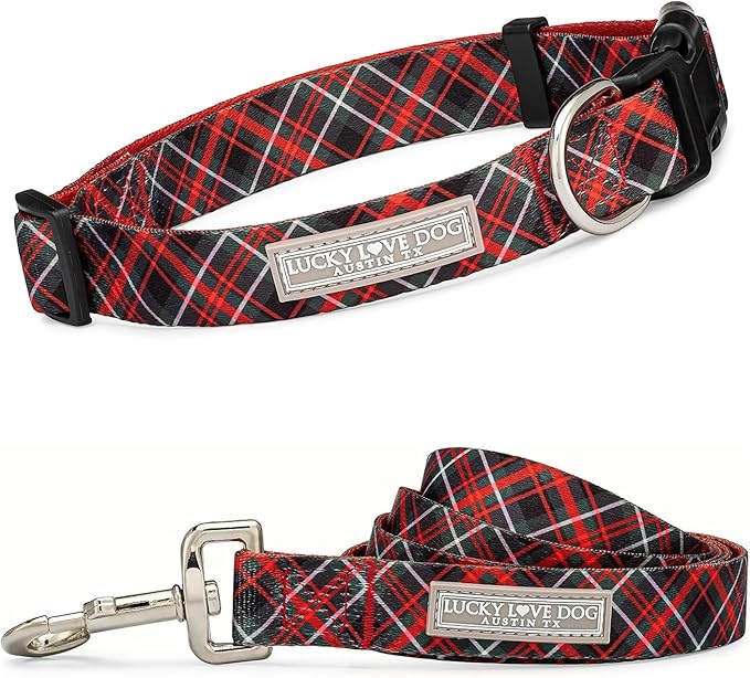 Lucky Love Dog - Easy Click Buckle Dog Collar with Leash Set Combo, Durable & Comfortable for Male & Female Dogs, Pet Collar for Small Dogs, Secure Fit - Heywood Combo, Extra Small
