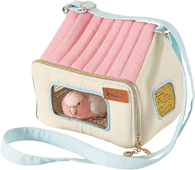 Bird Travel Carrier - Portable Breathable Warm Pet Supplies with Stainless Steel Tray | Bird Carrier Travel Cage | for Animal Pigeon Offices Outing Vehicle Car Road Trip Daily Indoor Outdoor