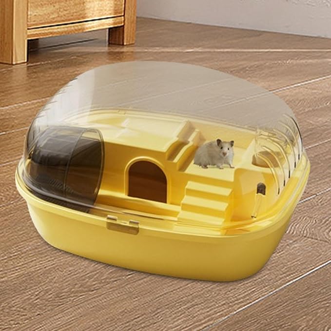 Deluxe Hamster Home with Clear Top and Easy Access, Yellow