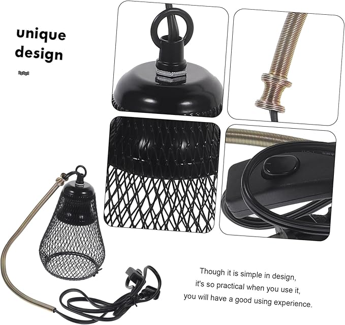 VICASKY Reptile Accessory Heater Lamp Shade with -Scale Mesh Cover Hook for Plug