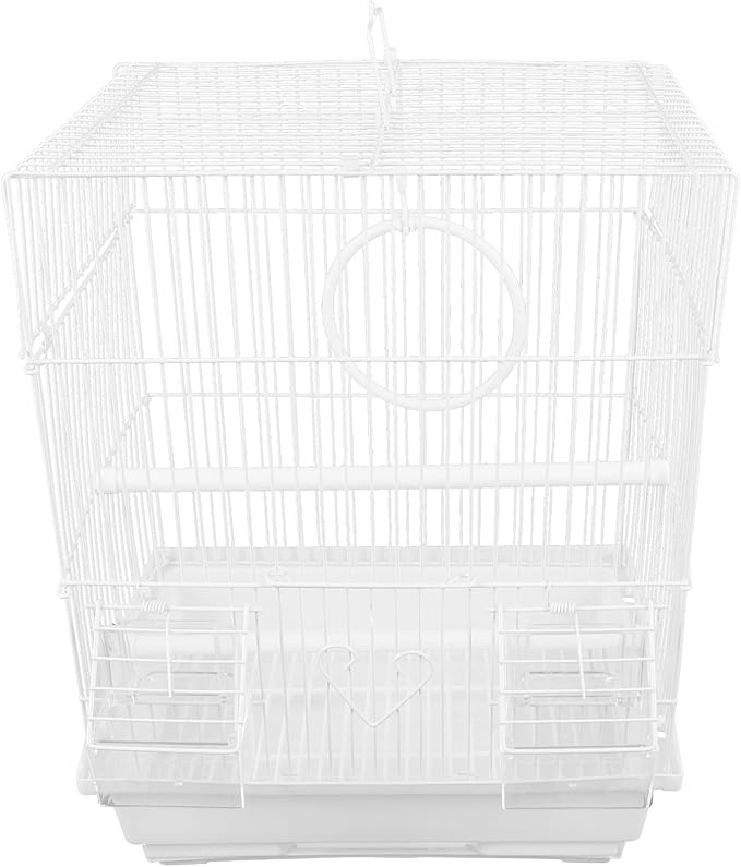 NUOBESTY Portable Metal Bird Cage for Pet Birds Secure and Comfortable Iron Parrot Carrier Cage for Home Use White Iron Craftsmanship