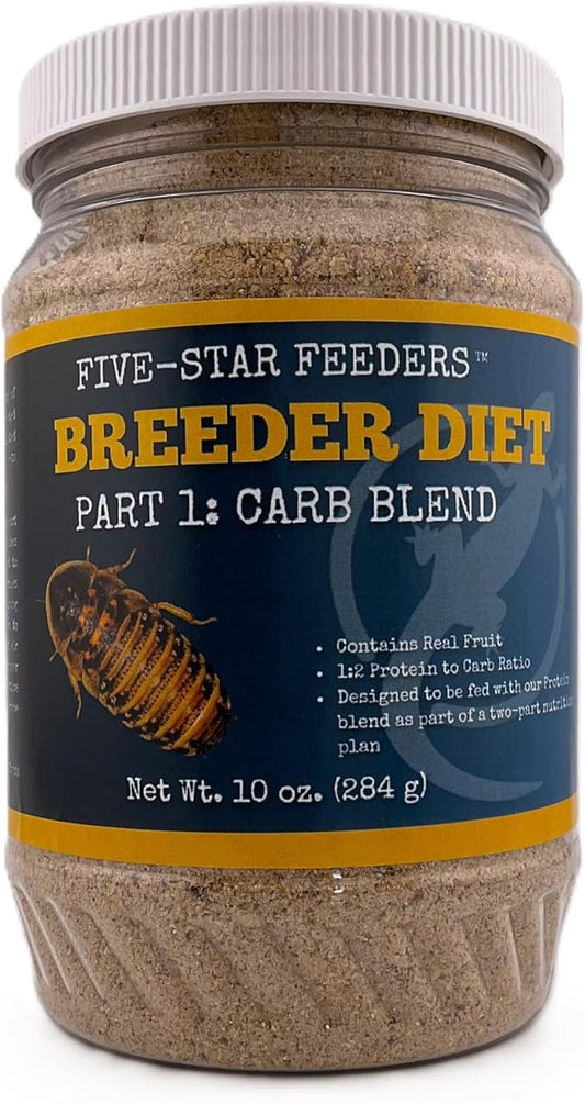 Roach Breeder Diet – Part 1: Carb Blend – Breeder-Optimized Formula for Dubia Roaches and Feeder Insects – 10 oz Plastic Jar