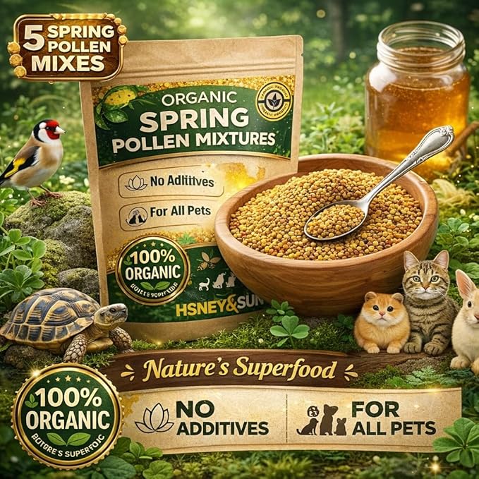 HONEY&SUN® (4oz) Organic Bee Pollen Powder – Bearded Dragon Food Topper & Reptile Vitamins, 100% Pure Natural Supplement for Healthy Skin & Color