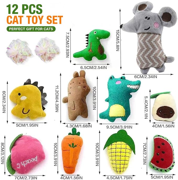 Cat Toys, Interactive Cat Toy for Indoor Cats, Soft and Durable Crinkle Sound Catnip Toys, Catnip Filled Mouse Cat Teething Chew Toy (Pack of 12) (002, Large) - Image 4