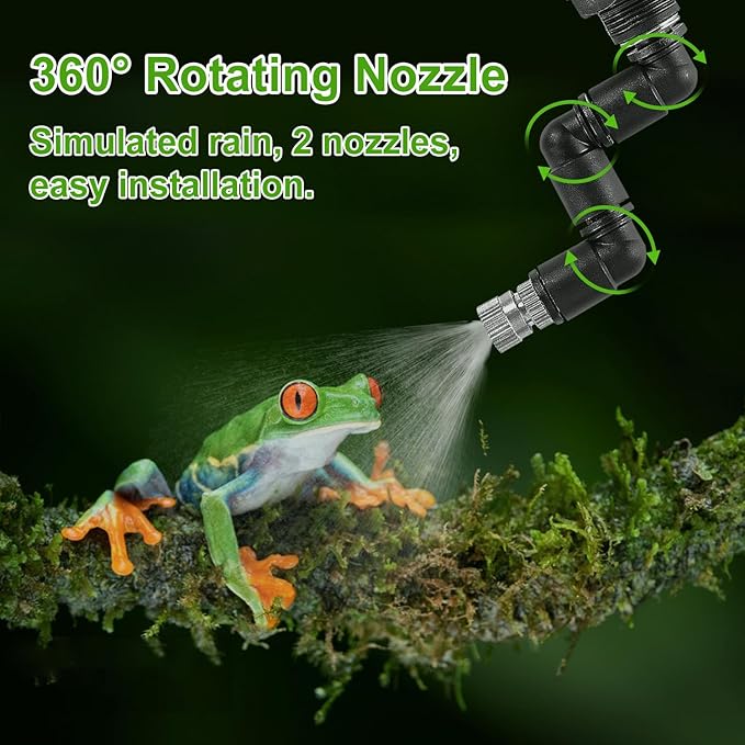 Reptile Mister System, Reptile Humidifier with LCD Screen, Mister for Reptile Tank with 2 Nozzles, Used for Chameleons, Reptiles, Tree Frogs, Snakes