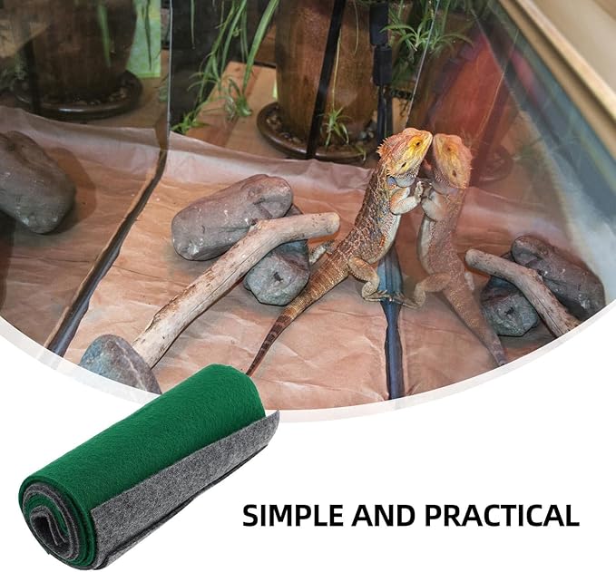 PRETYZOOM 4pcs Reptile Carpet Liner Substrate for Terrarium Tank, Absorbent Gecko Carpet and Turtle Bedding Mat, Non-Adhesive Moisture Retention Pad, 50x30cm Gray and Green for Lizards,