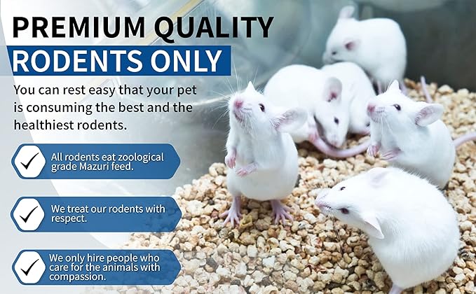 MiceDirect 40 Frozen Rat Combo Pack 20 Rat Smalls and 20 Rat Medium Feeders Snake Food for Juvenile Ball Pythons and Monitors (4.5-8 in)(2600 Grams Min)
