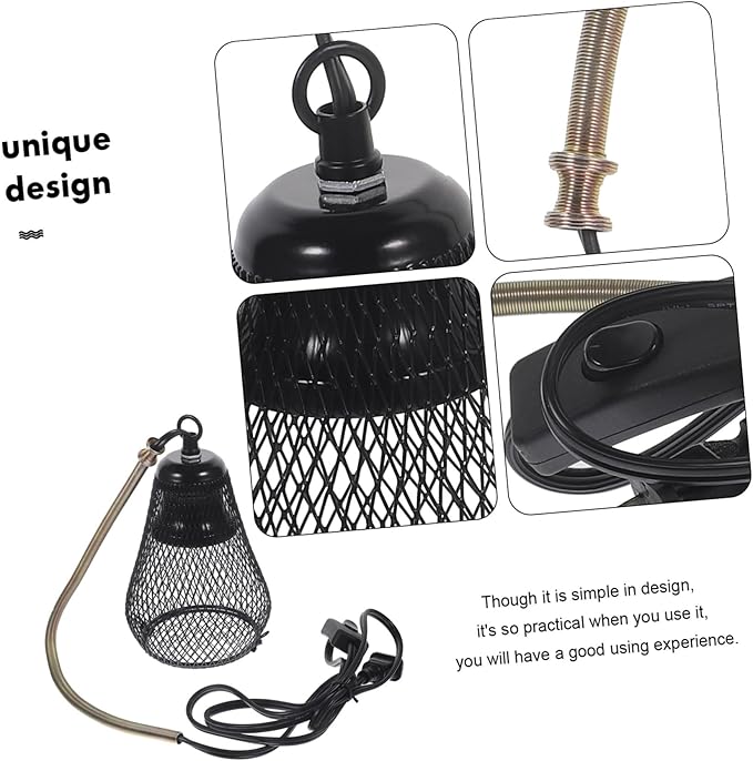 GANAZONO Reptile Heat Lamp Shade Scald Cover with Hook for Pet Safety Durable Construction Easy Installation Compatible with Voltage for Reptiles and Amphibians