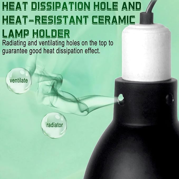 BNOSDM Reptile Light Fixture,5.5 Inch High Deep Dome Reptiles Heat Lamp Fixture for UVB UVA Bulb,Heat Basking Bulb,Optical Reflection Heat Lamp Fixtures for Reptile Amphibian Tank Terrariums